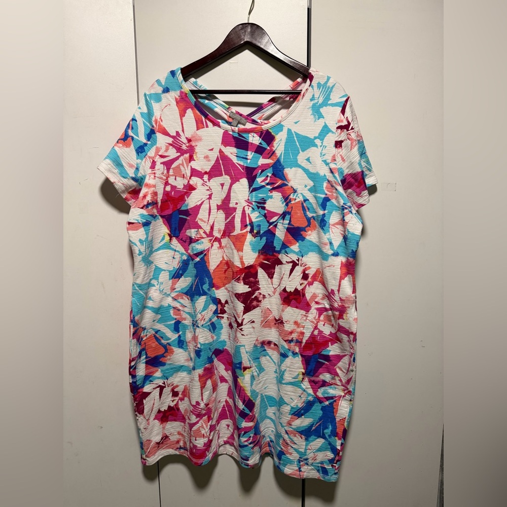 T By Talbots UPF 50+ Multicolor Cotton
Relaxed Midi Dress